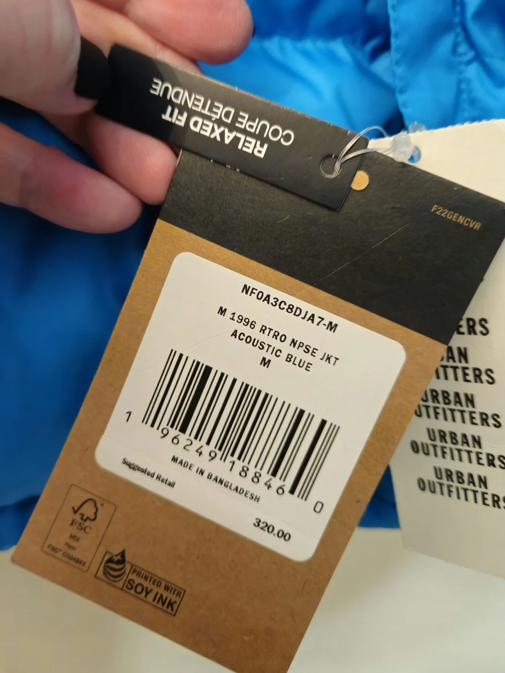 The North Face 1996 Retro Nuptse Jacket Acoustic Blue Down Puffer Size M NWT